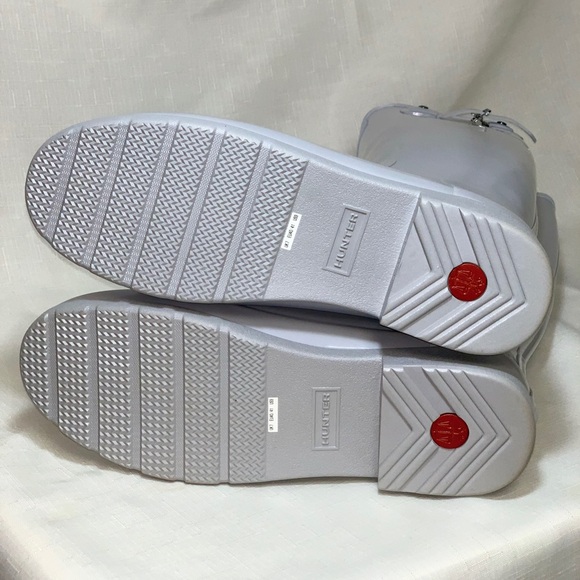 NWT Hunter Rain Boots Women 9 Gray Tall Gloss Rain Boots Galoshes Wellies Winter - Picture 5 of 14